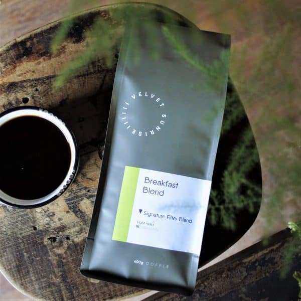 Velvet Sunrise Breakfast Blend coffee beans bag
